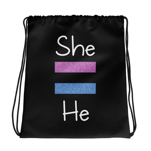 She Equals He Drawstring Bag (More Colors)