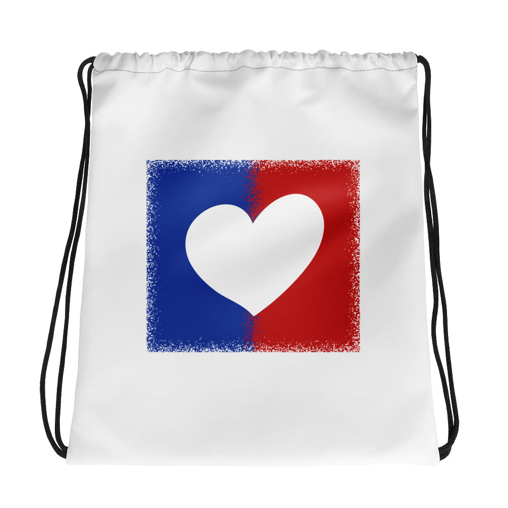 American Unity Heart Patriotic Drawstring Bag