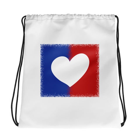 American Unity Heart Patriotic Drawstring Bag