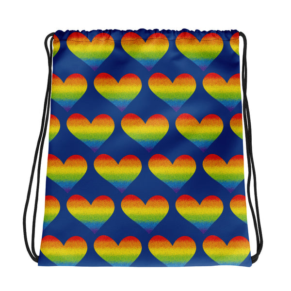 Rainbow Pride Heart Drawstring Bag (More Colors)