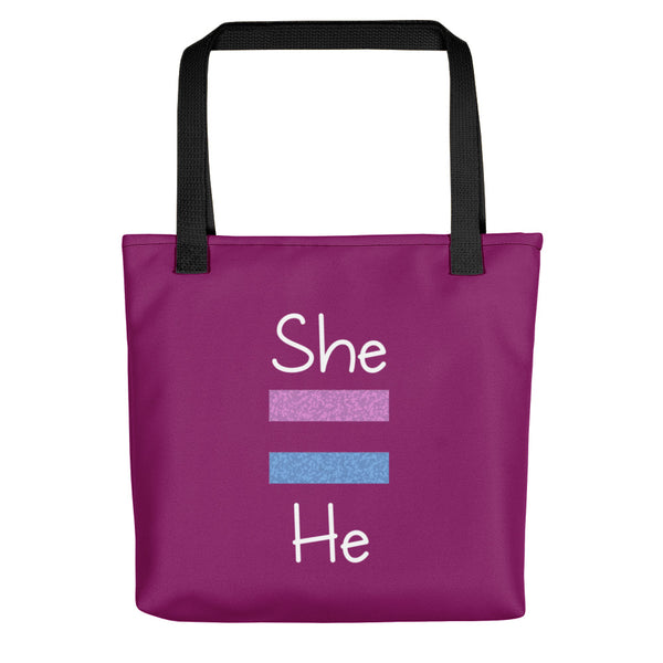 She Equals He Tote Bag (More Colors)