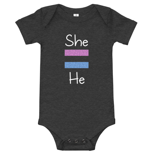 She Equals He Baby Onesie (More Colors)