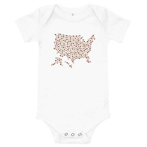 USA Skin Tone Hearts Baby Onesie (More Colors)