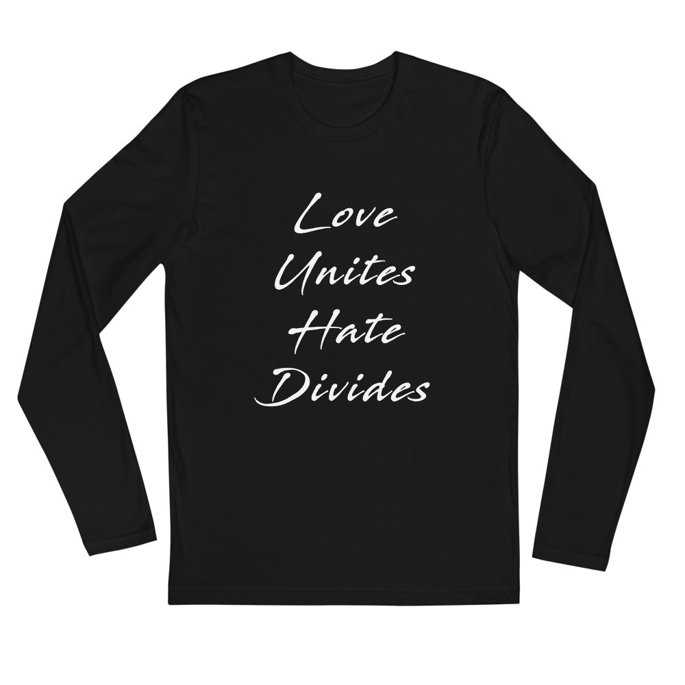 Love Unites Men's Long Sleeve Fitted Tee (Dark/More Colors)