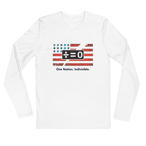 One Nation Long Sleeve Fitted Patriotic Tee