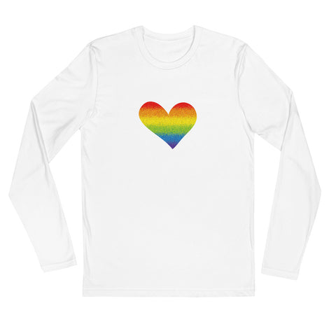 Rainbow Pride Heart Long Sleeve Fitted Tee (More Colors)