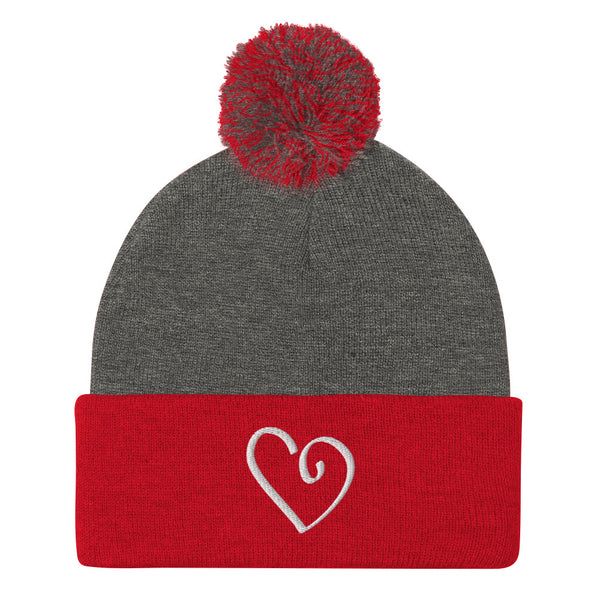 Open Heart Pom-Pom Knit Cap (More Colors)