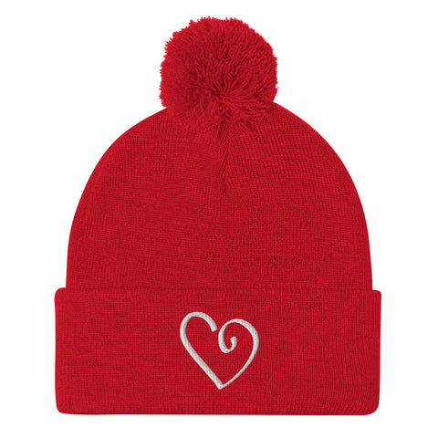 Open Heart Pom-Pom Knit Cap (More Colors)
