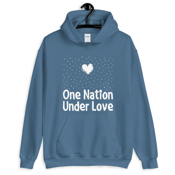 One Nation Under Love Unisex Hooded Sweatshirt (Dark/More Colors)