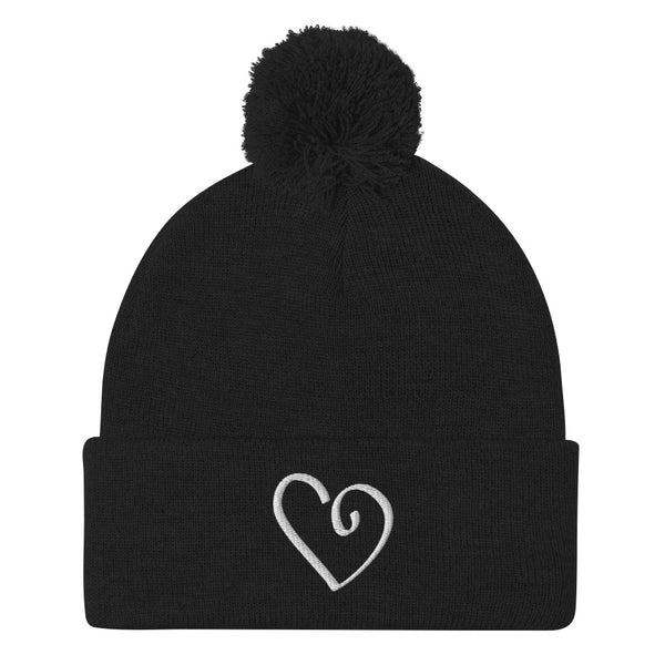 Open Heart Pom-Pom Knit Cap (More Colors)