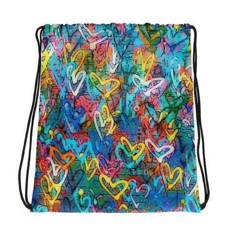 Graffiti Hearts Drawstring Bag (More Colors)