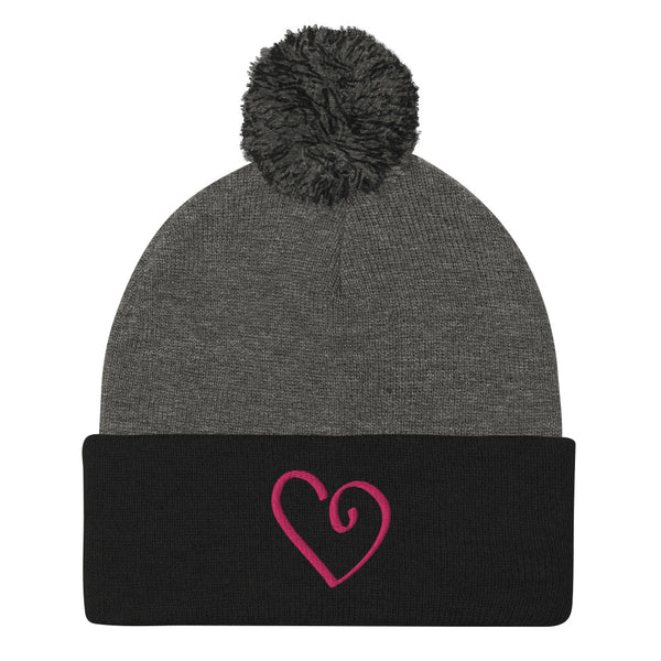 Open Heart Pom-Pom Knit Cap (More Colors)