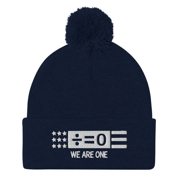 Divided Country Pom Pom Knit Patriotic Cap (More Colors)