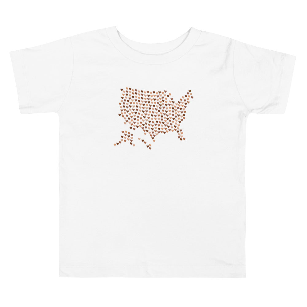 USA Skin Tone Hearts Toddler Tee (More Colors)