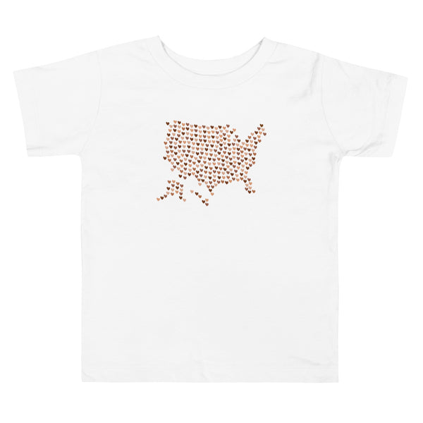 USA Skin Tone Hearts Toddler Tee (More Colors)
