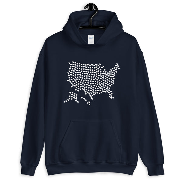 USA Hearts Unisex Hooded Patriotic Sweatshirt (More Colors)