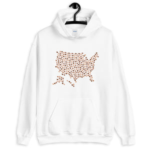 USA Skin Tone Hearts Unisex Hooded Sweatshirt (More Colors)