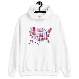 USA Hearts Unisex Hooded Patriotic Sweatshirt (More Colors)