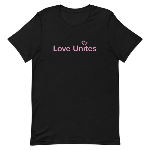 Love Unites Heart Premium Unisex Tee (Dark with Pink/More Colors)
