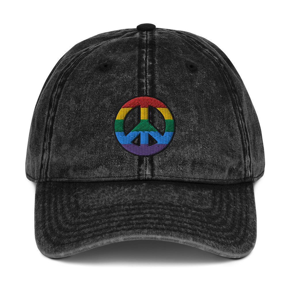 HOLD NEW Black Hat with Multicolored Peace Signs display picture 1