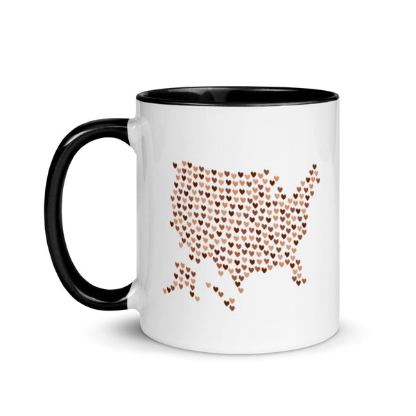 USA Skin Tone Hearts Mug with Color Accents (More Colors)