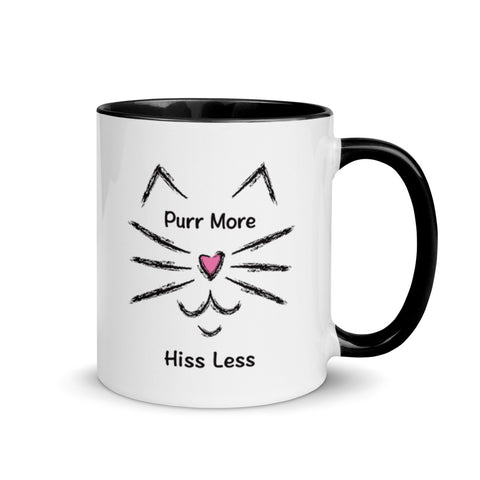 Purr More Hiss Less Mug with Color Accents (More Colors)