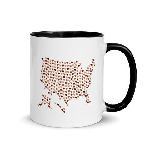 USA Skin Tone Hearts Mug with Color Accents (More Colors)