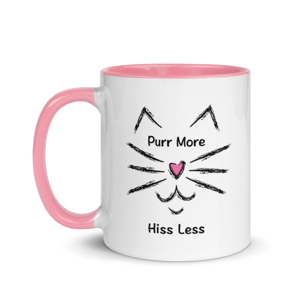 Purr More Hiss Less Mug with Color Accents (More Colors)