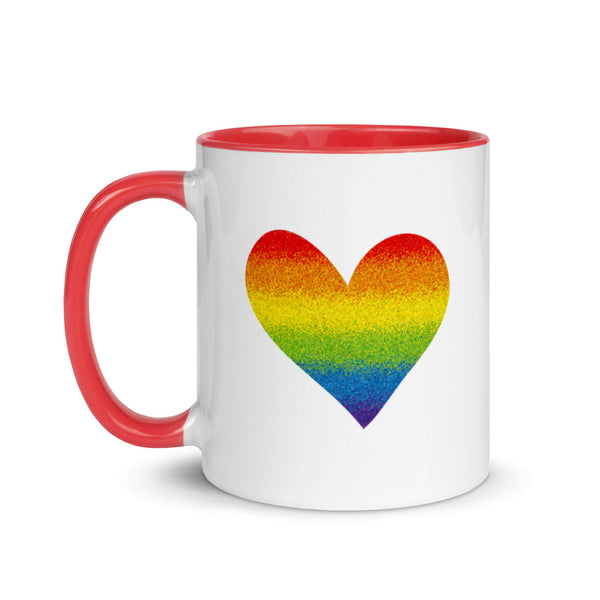Rainbow Pride Heart Mug with Color Accents (More Colors)