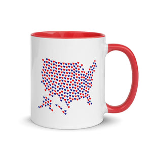 USA Hearts Patriotic Mug with Color Accents (More Colors)