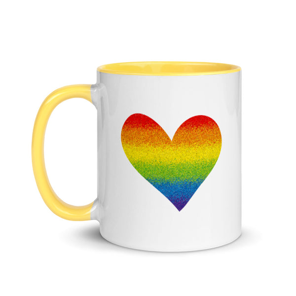 Rainbow Pride Heart Mug with Color Accents (More Colors)